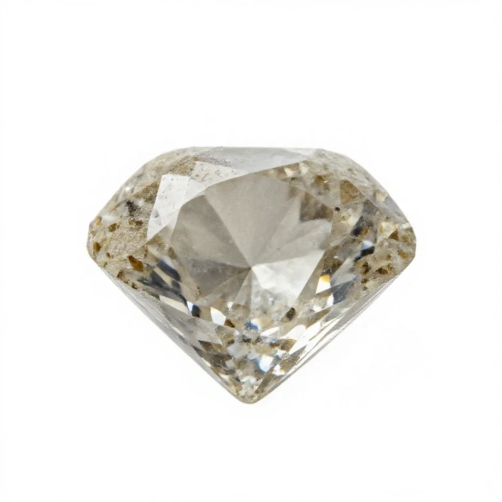Raw diamond in kimberlite isolated on a white background