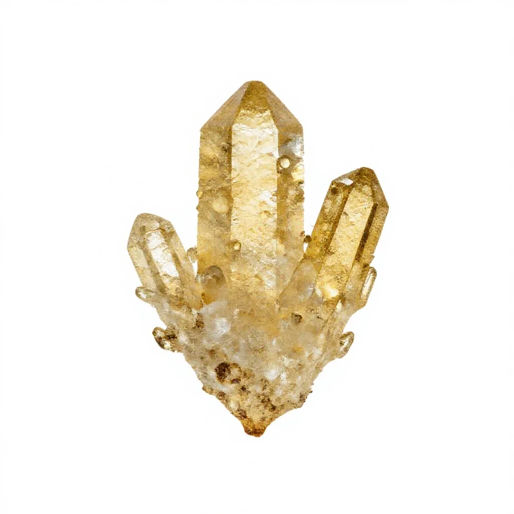 Vein of gold in quartz isolated on a white background