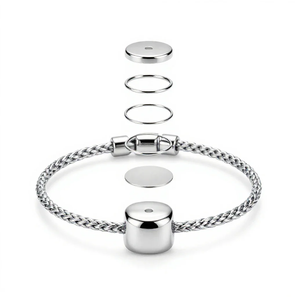 Paracord bracelet isolated on a white background