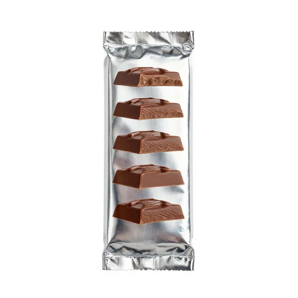 Chocolate bar in foil isolated on a white background