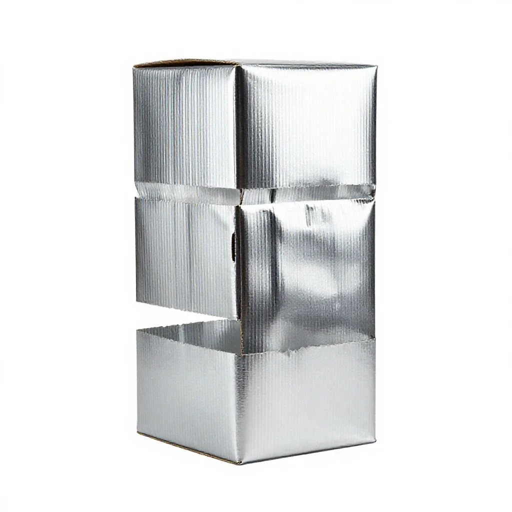 Corrugated shipping carton isolated on a white background