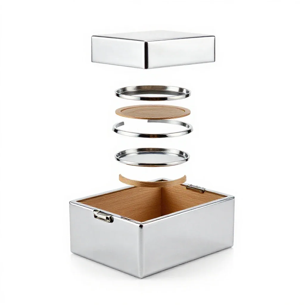 Hinged wooden gift box isolated on a white background