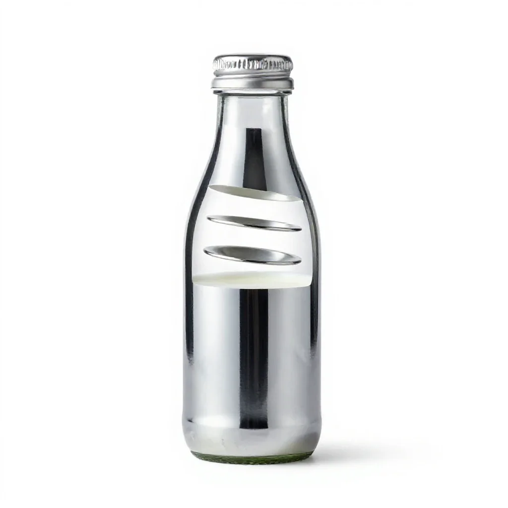 Milk bottle with a foil cap isolated on a white background