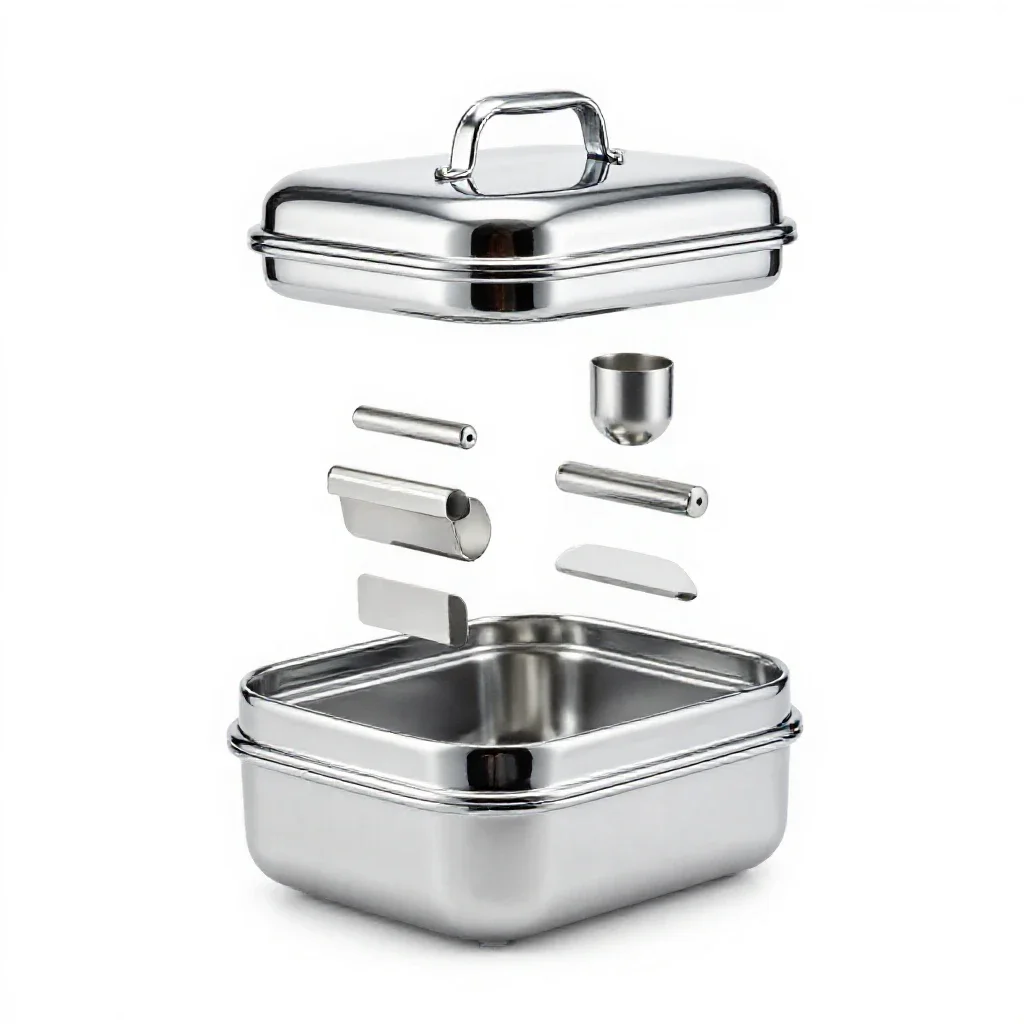 Stacked bento tiffin carrier isolated on a white background