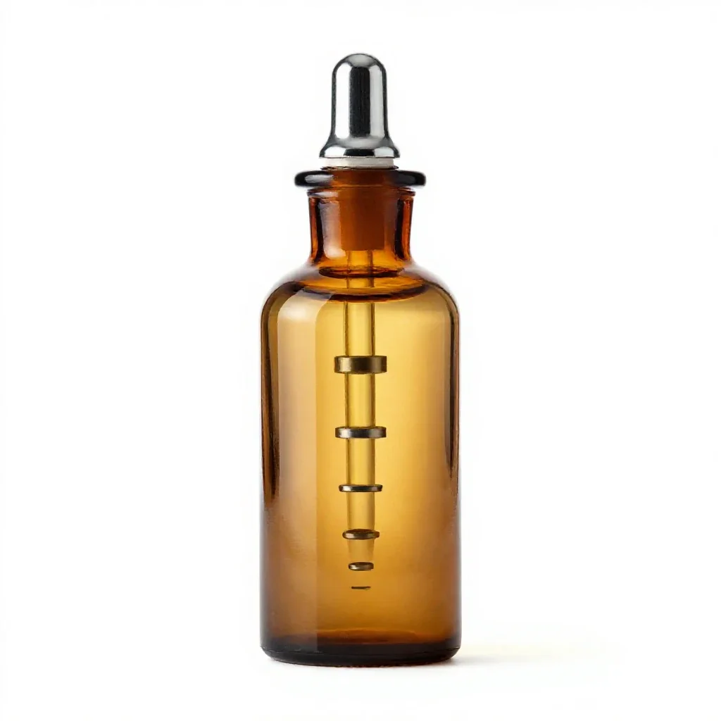 Amber glass apothecary bottle isolated on a white background
