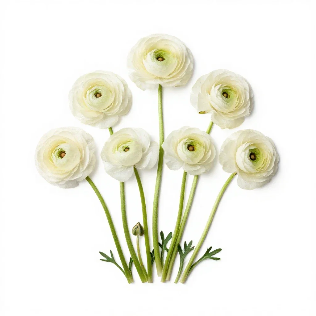Bunch of ranunculus isolated on a white background