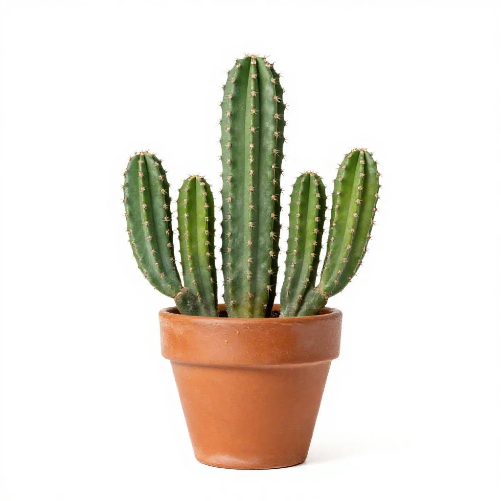 Cactus cluster in terracotta isolated on a white background
