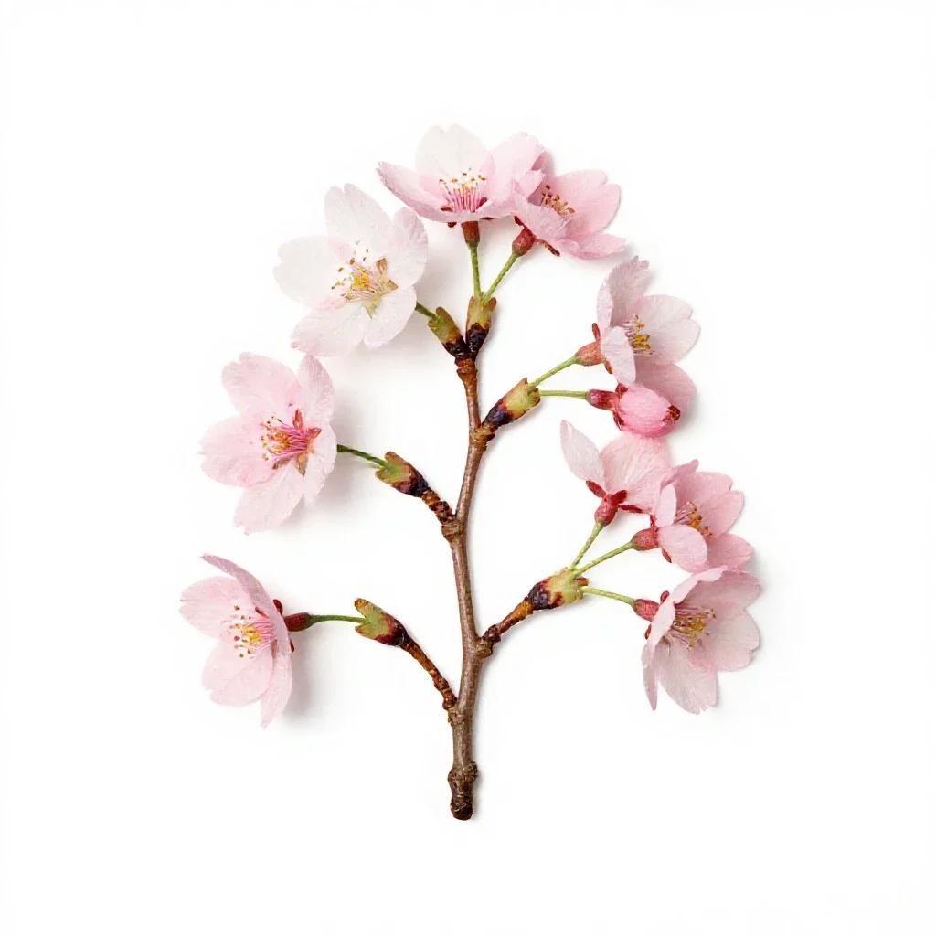 Cherry blossom branch isolated on a white background