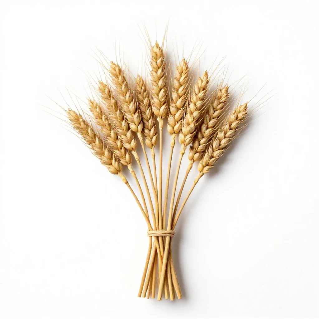 Dried wheat bundle isolated on a white background