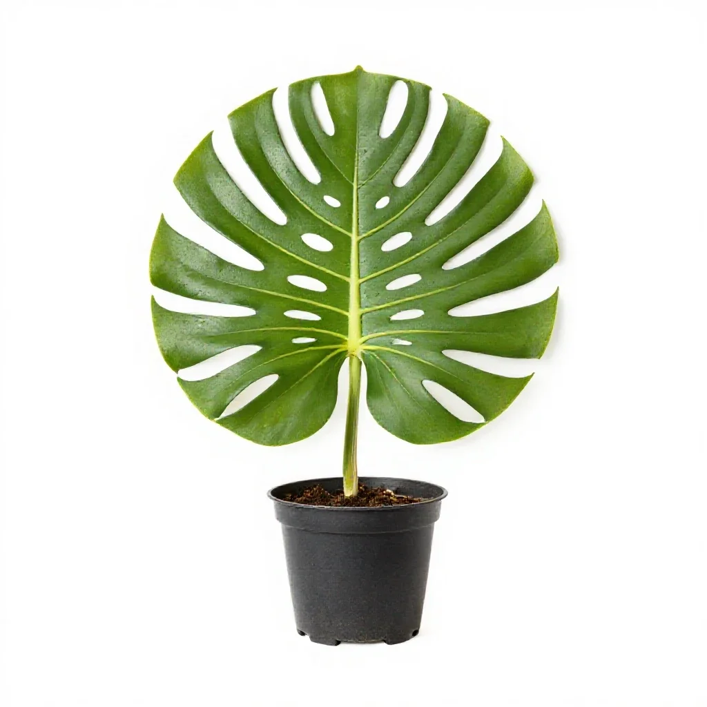 Monstera deliciosa in a pot isolated on a white background