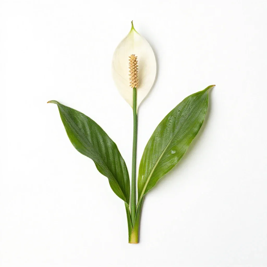 Peace lily in bloom isolated on a white background