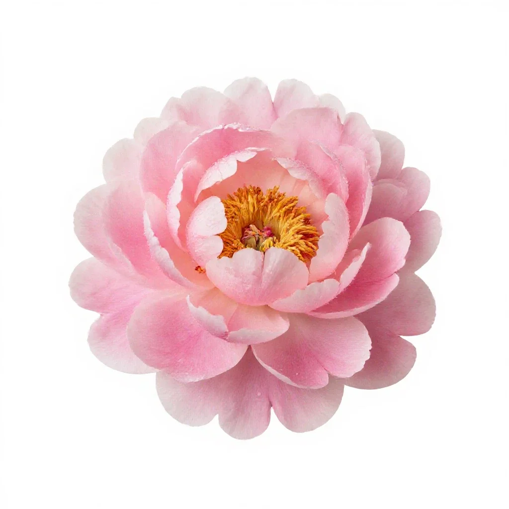 Peony in full bloom isolated on a white background