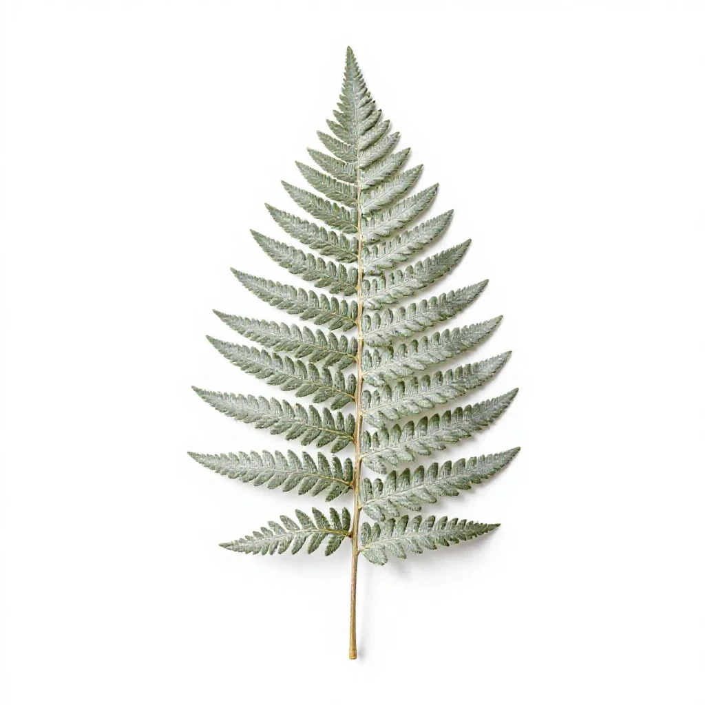 Silver fern frond isolated on a white background