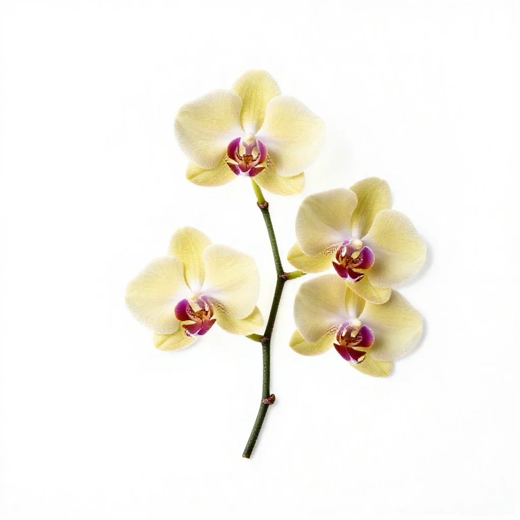 Orchid with arching stems isolated on a white background
