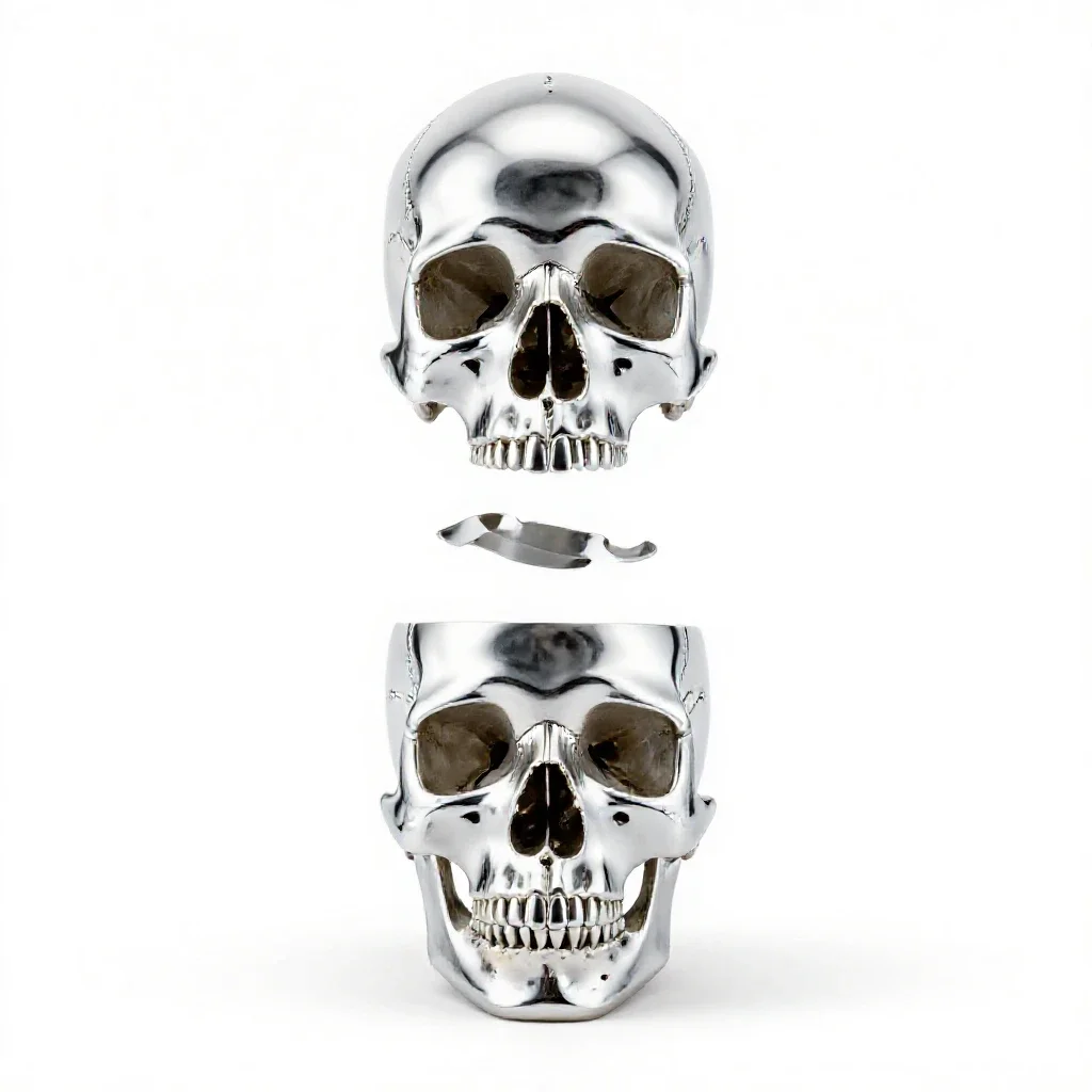 Human skull anatomical model isolated on a white background