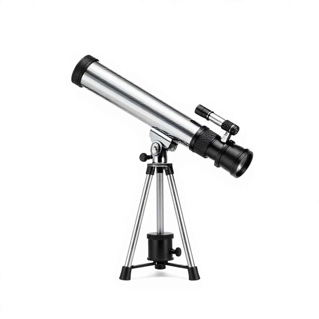 Refracting telescope isolated on a white background