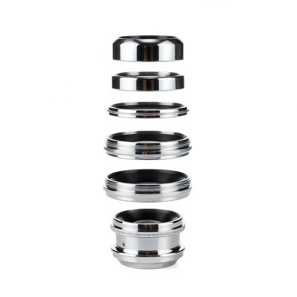 Set of lens elements isolated on a white background