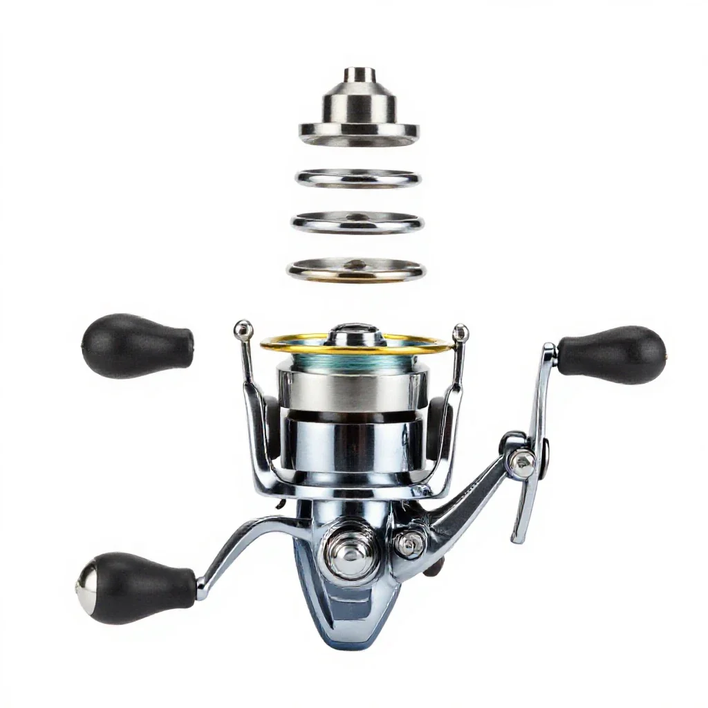 Fishing reel isolated on a white background
