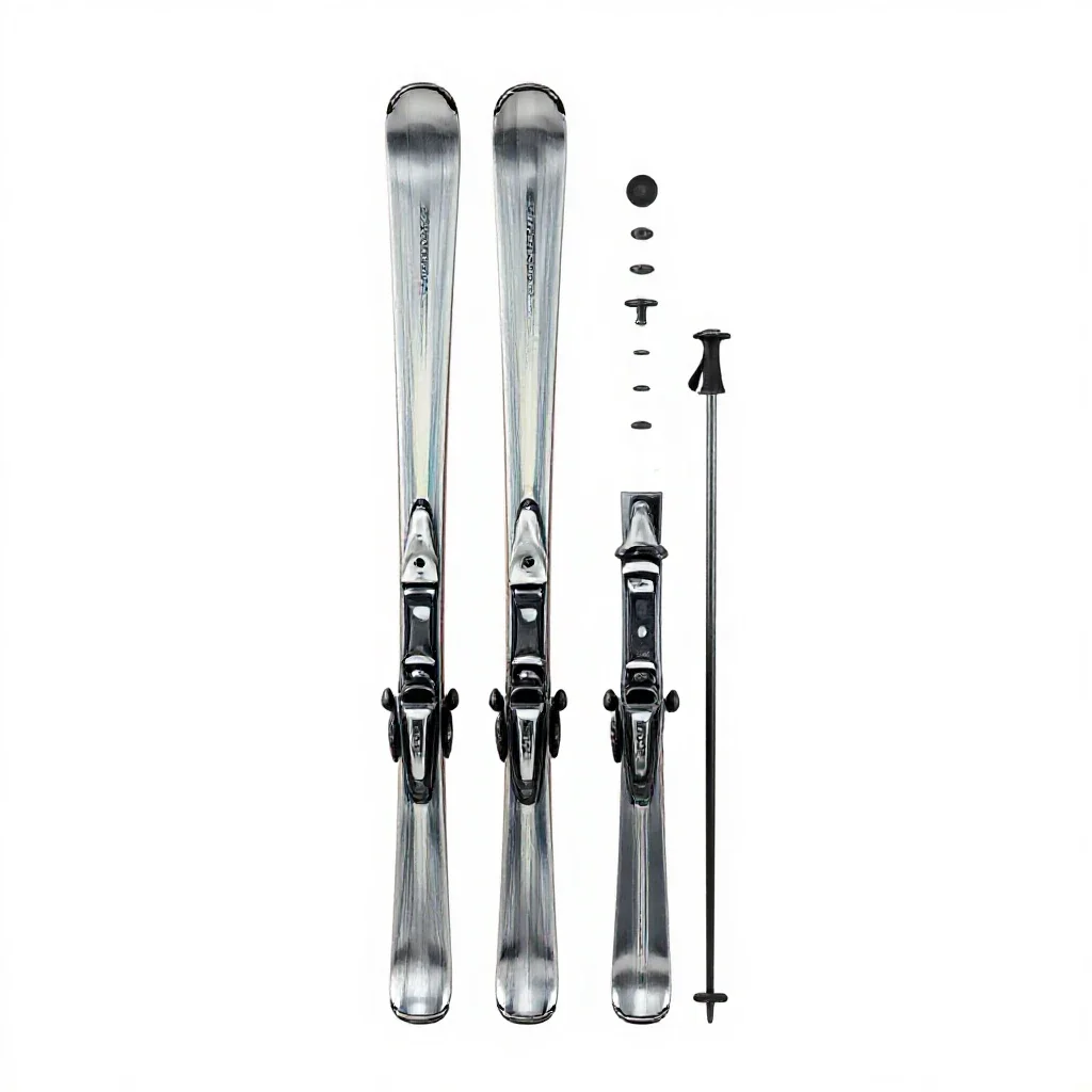 Pair of skis with poles isolated on a white background