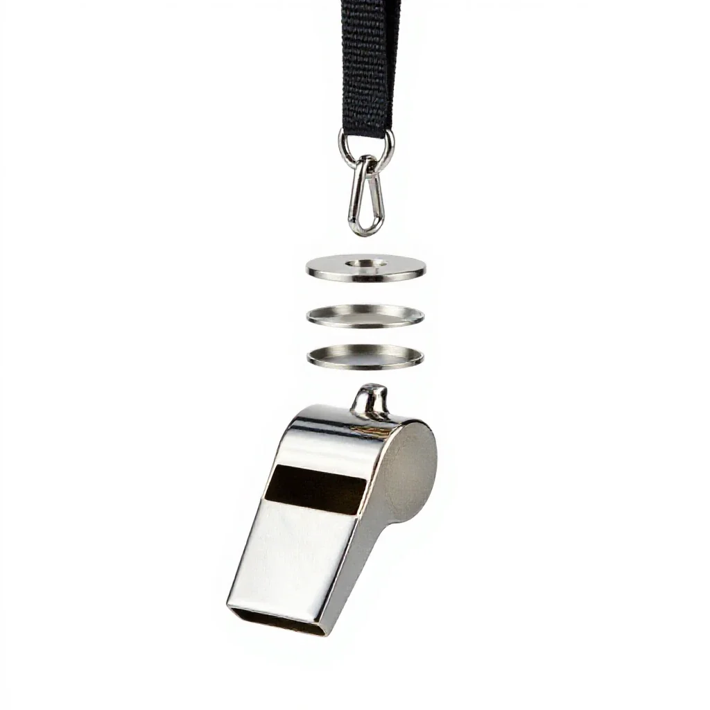 Whistle on a lanyard isolated on a white background