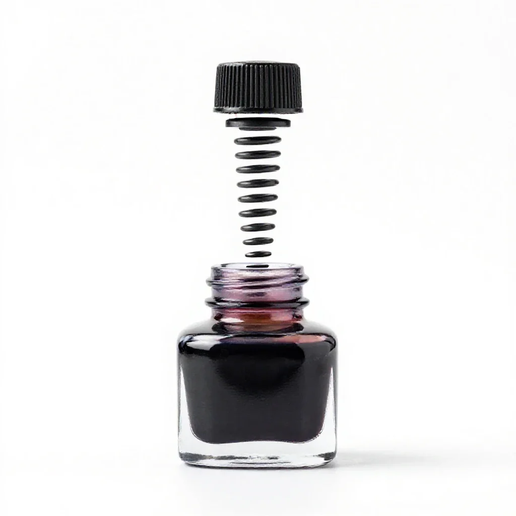 Bottle of india ink isolated on a white background