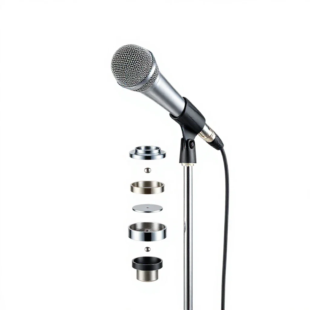 Boom microphone on a stand isolated on a white background