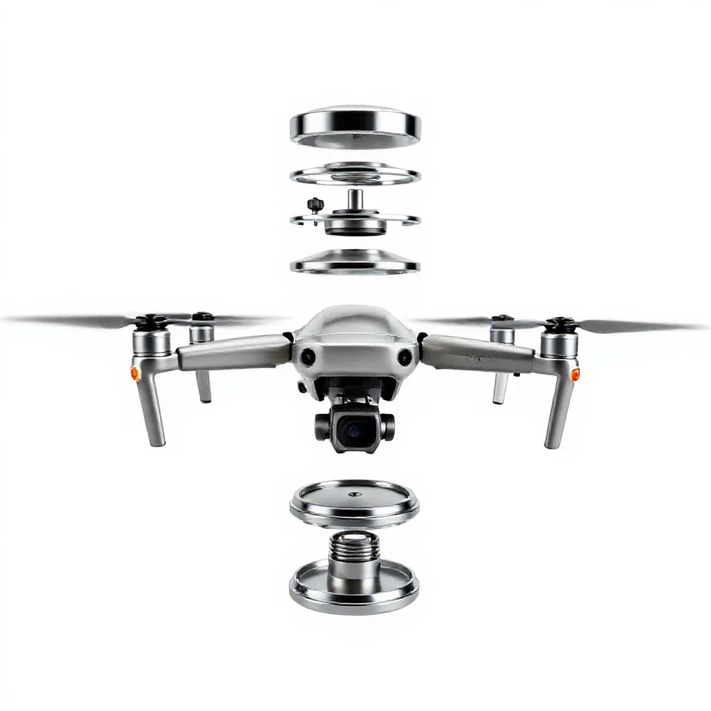 Drone with folded arms isolated on a white background