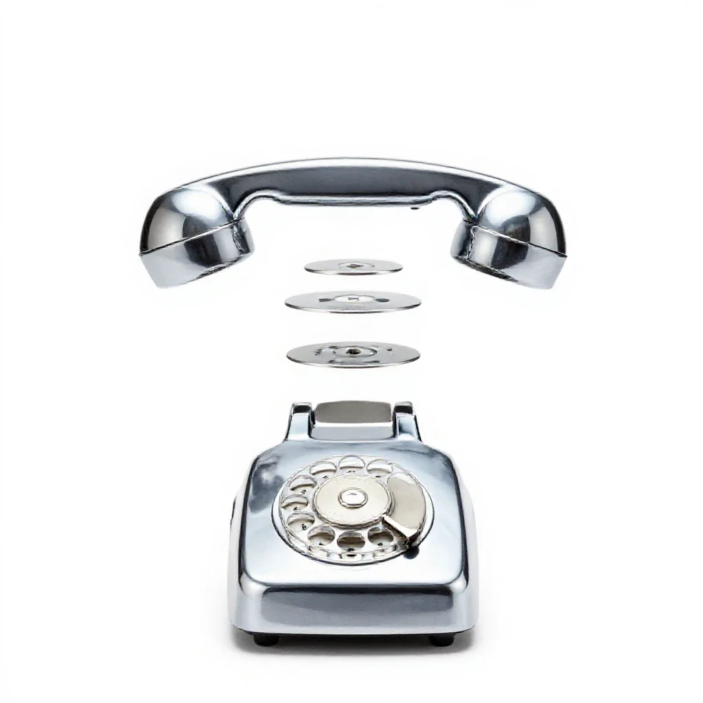 Rotary dial telephone isolated on a white background