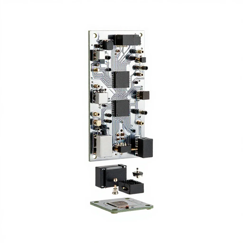 Soldered circuit board isolated on a white background