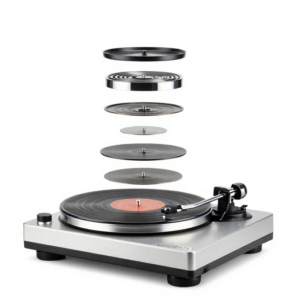 Turntable record player isolated on a white background