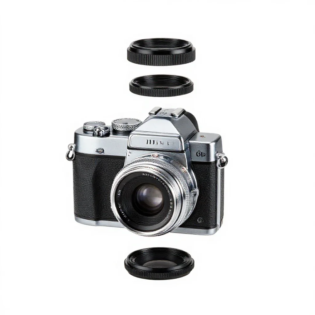 Twin-lens reflex camera isolated on a white background