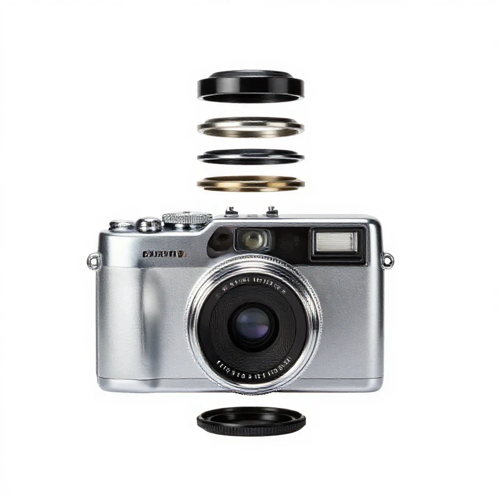 Instant film camera isolated on a white background