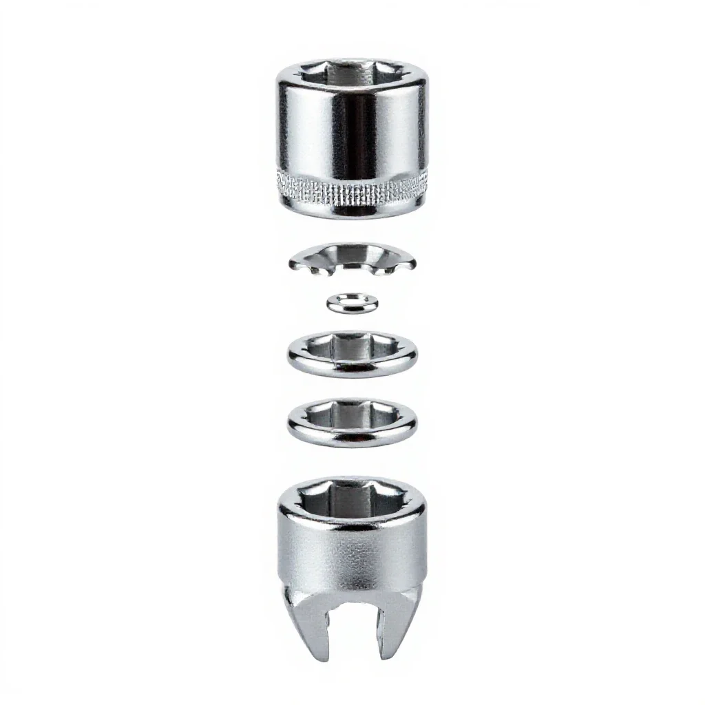 Socket wrench set in a case isolated on a white background