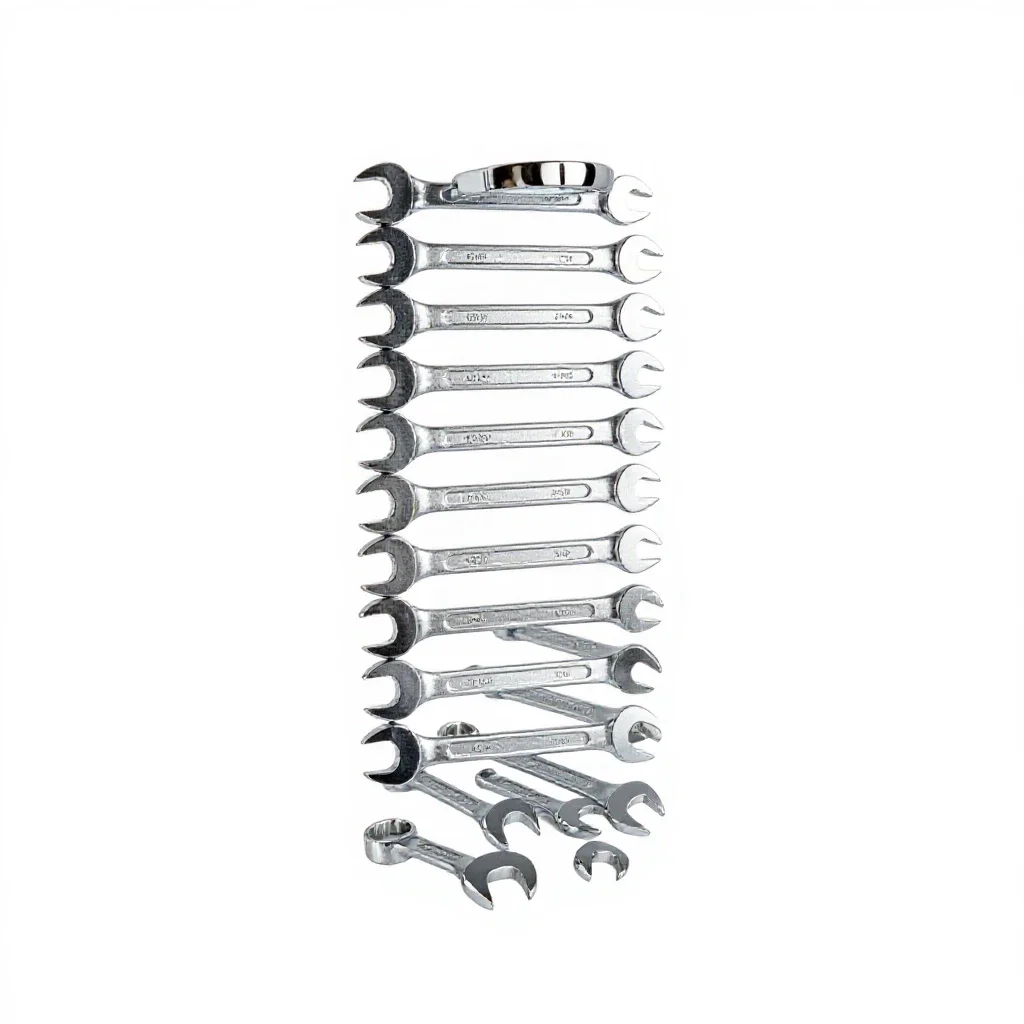 Tool roll of wrenches isolated on a white background