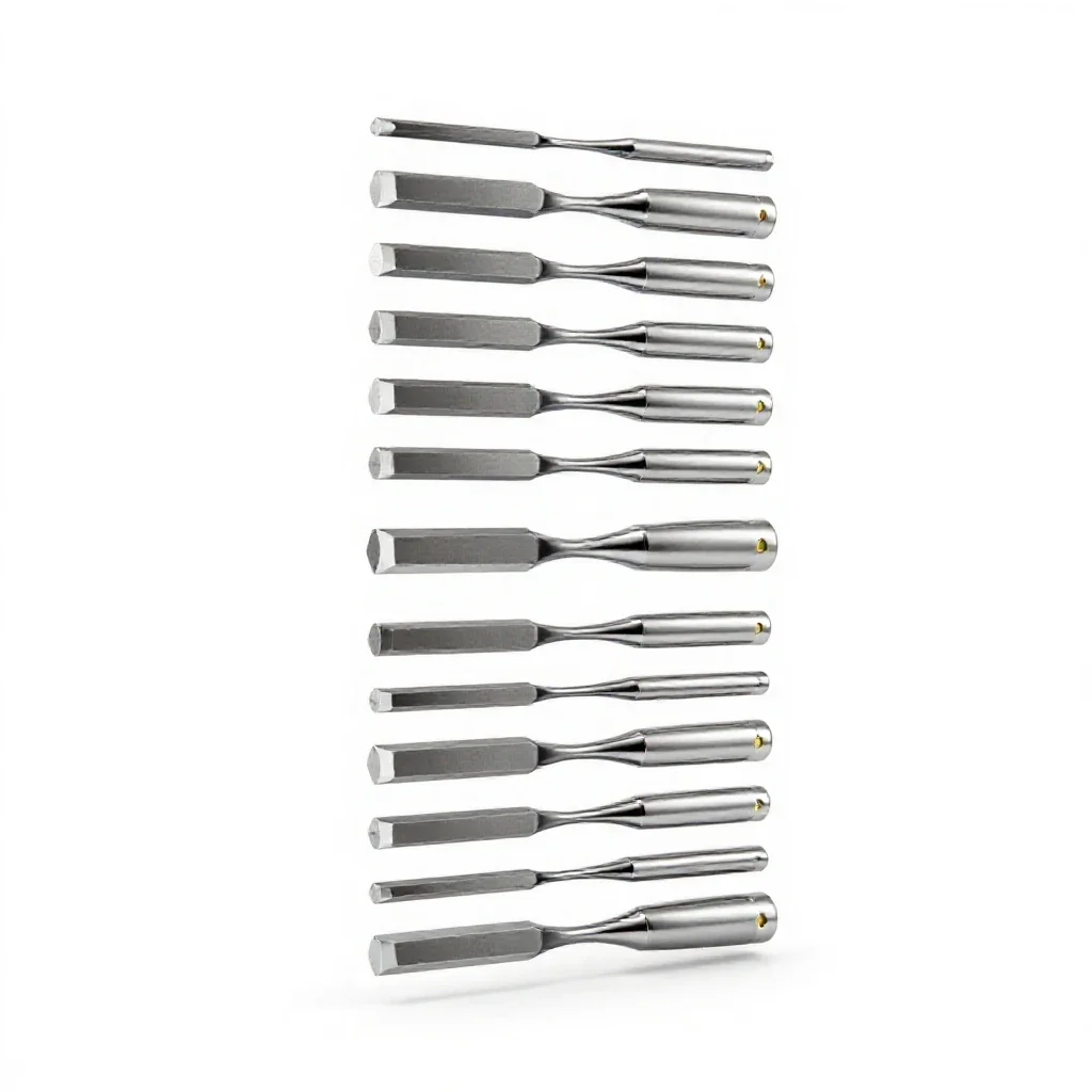 Wood chisel set isolated on a white background