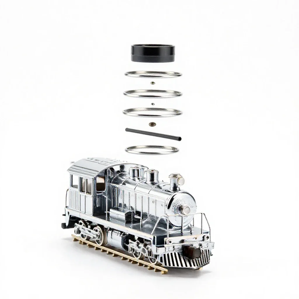 Model train locomotive isolated on a white background