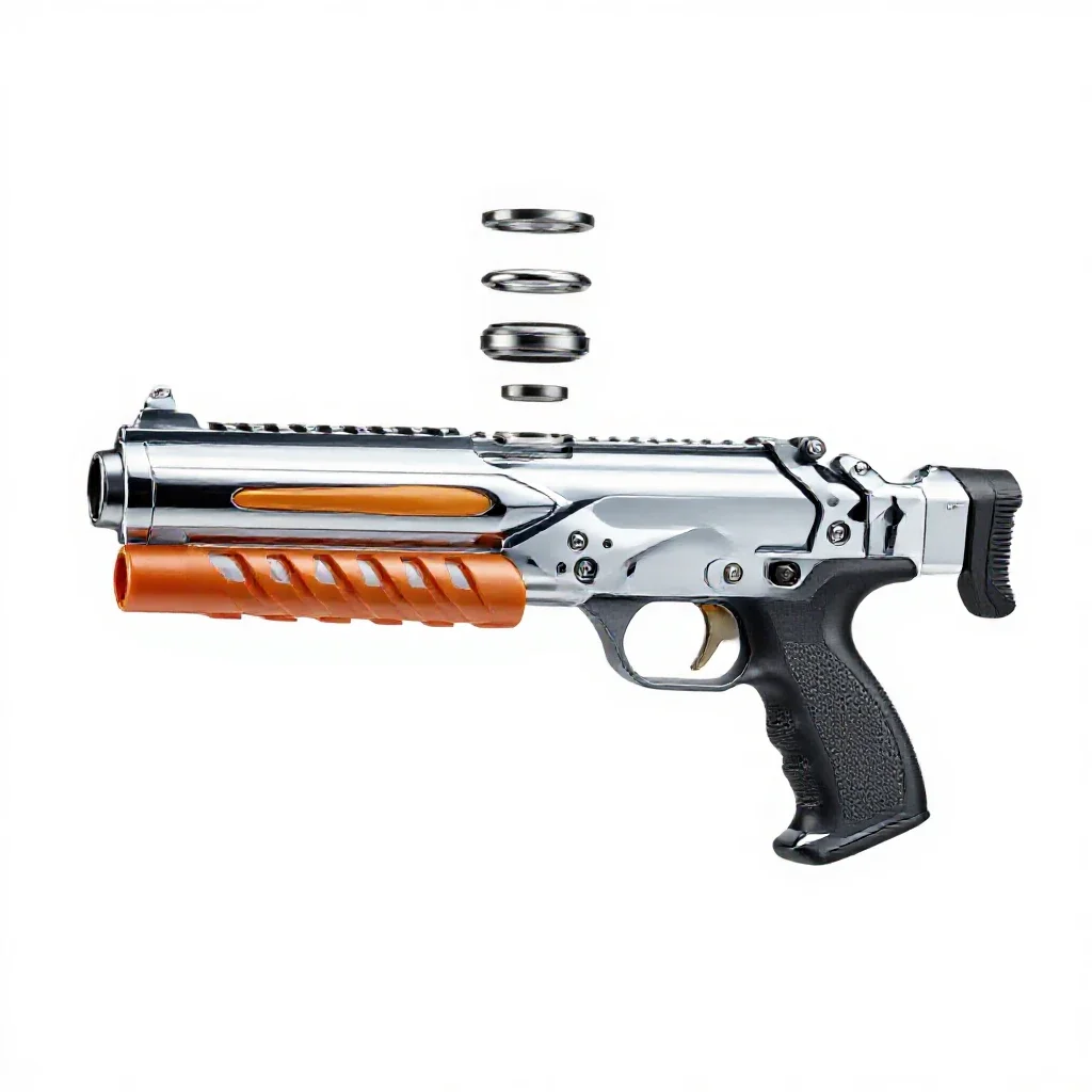 Nerf-style blaster isolated on a white background