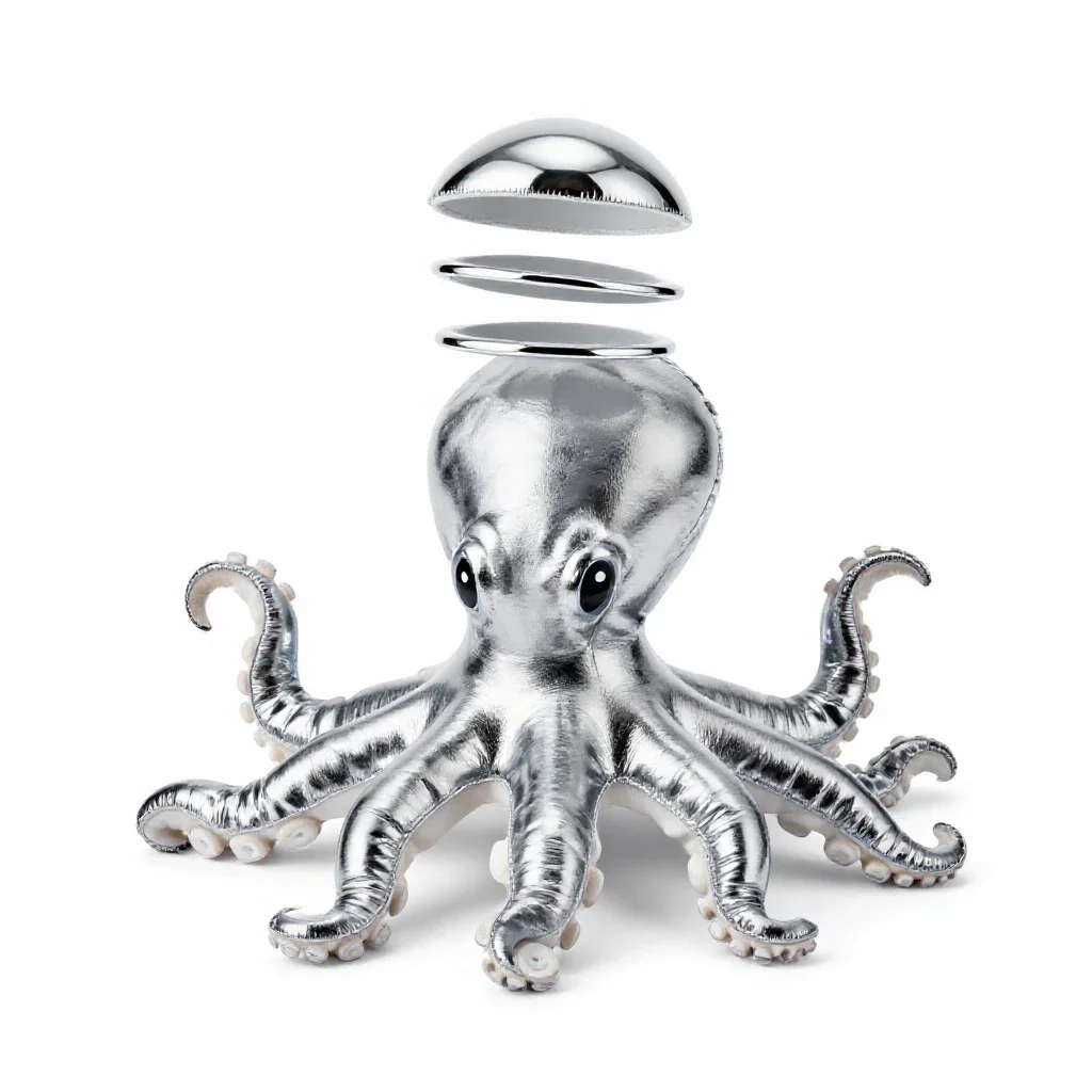 Plush octopus isolated on a white background