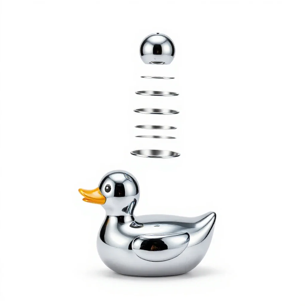 Pull-along duck toy isolated on a white background