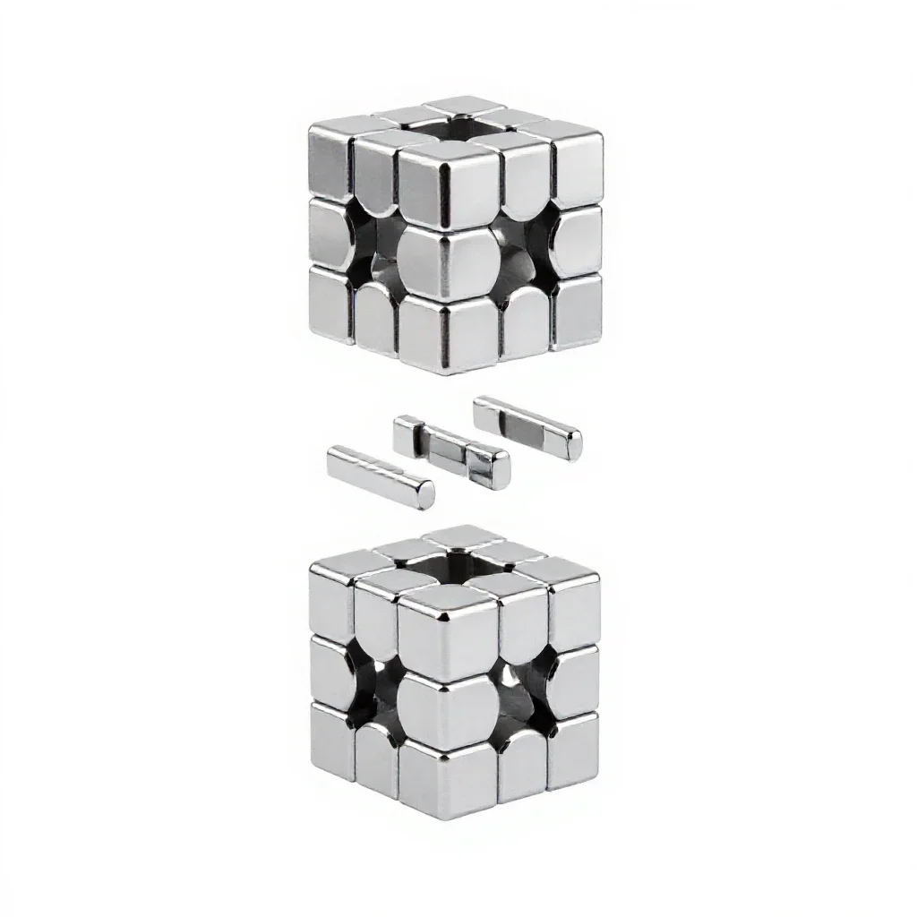 Rubik style twisty puzzle isolated on a white background