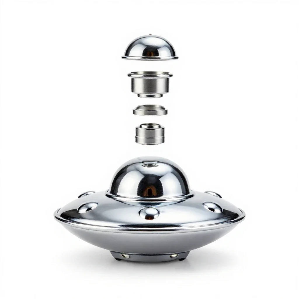 Tin ufo toy isolated on a white background