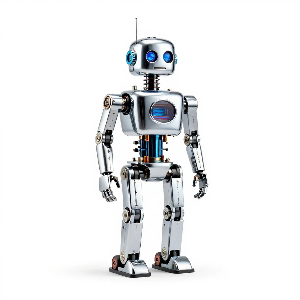 Wind-up robot isolated on a white background