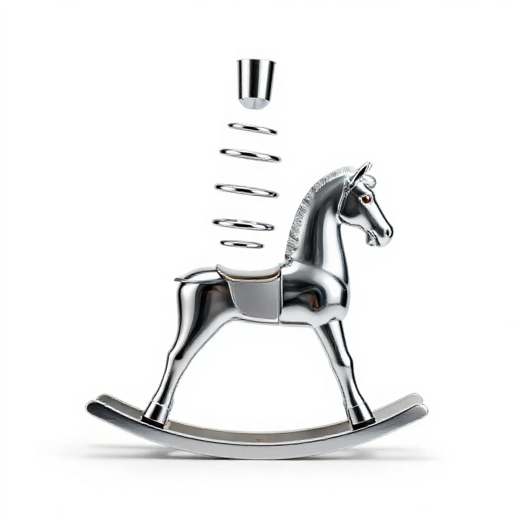 Wooden rocking horse isolated on a white background
