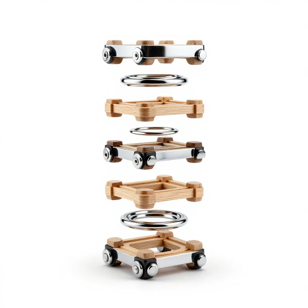 Wooden train track piece isolated on a white background