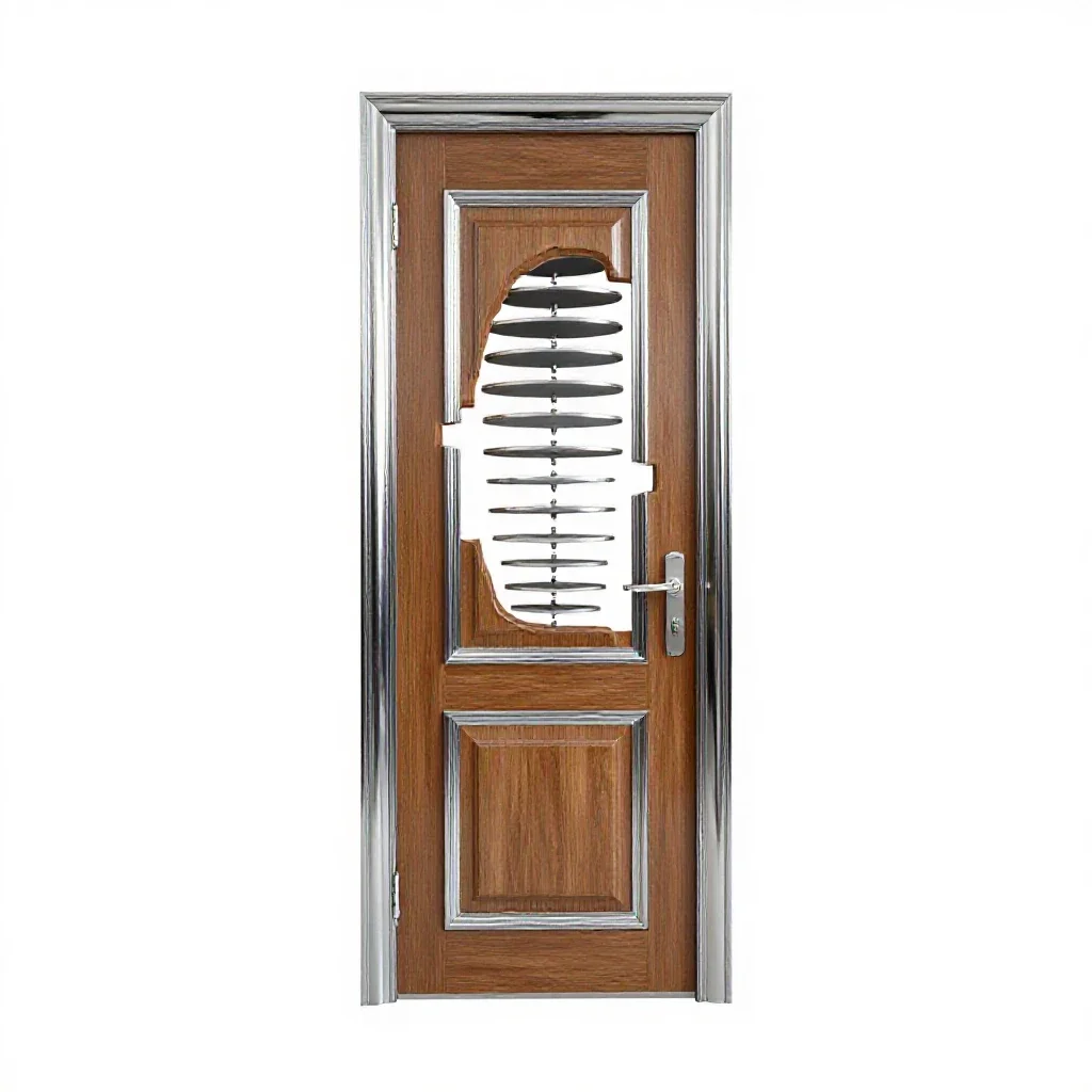 Carved wooden door isolated on a white background
