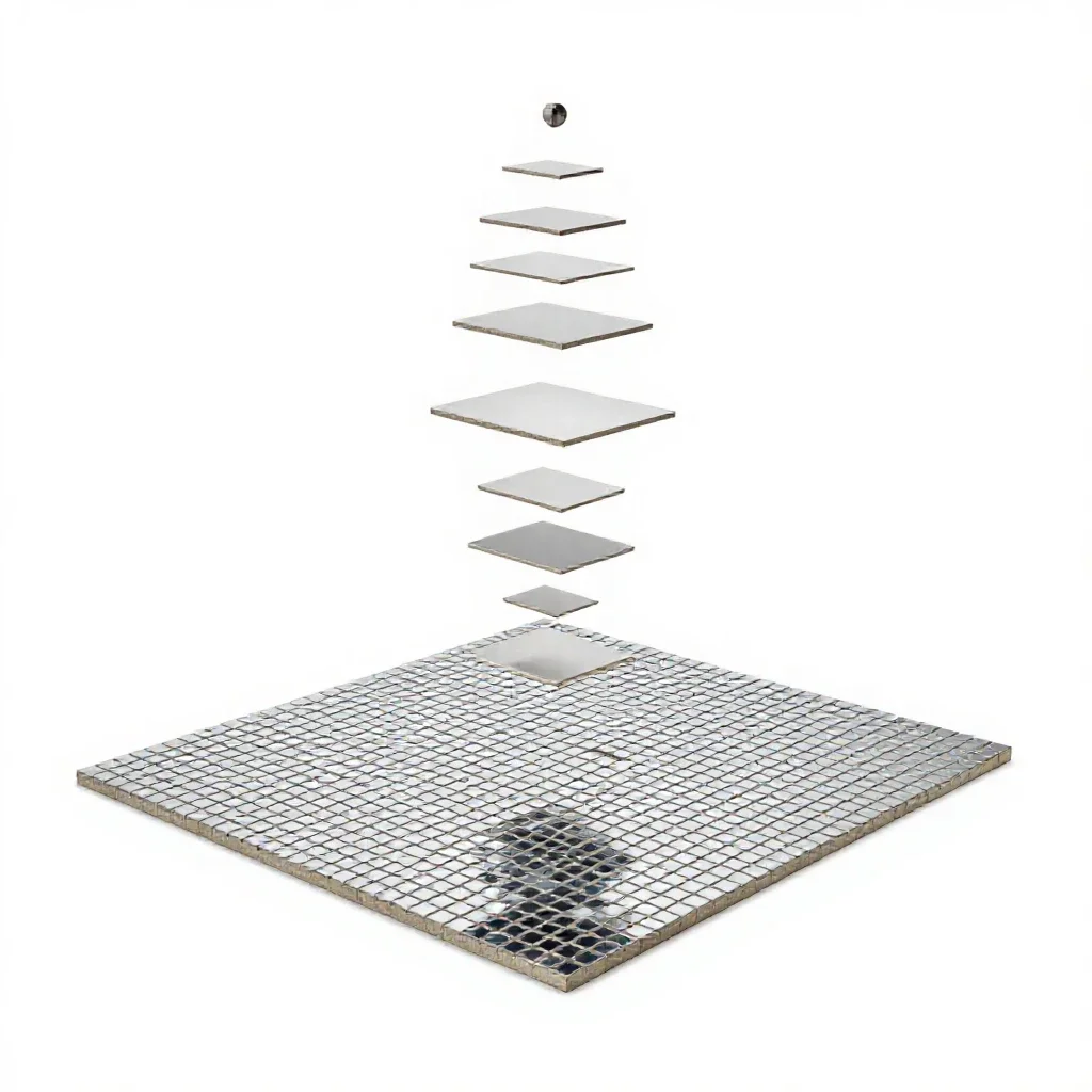 Mosaic floor tile section isolated on a white background
