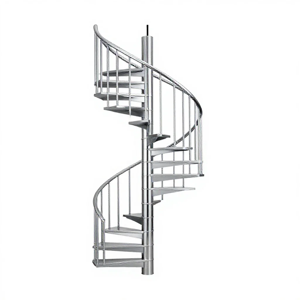 Spiral staircase segment isolated on a white background