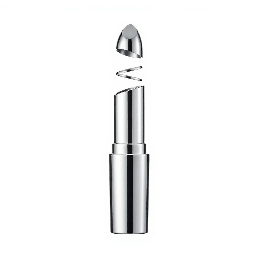 Lipstick tube uncapped isolated on a white background