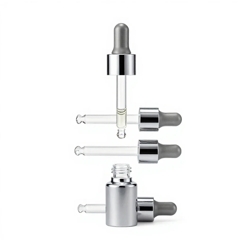 Set of glass dropper serums isolated on a white background