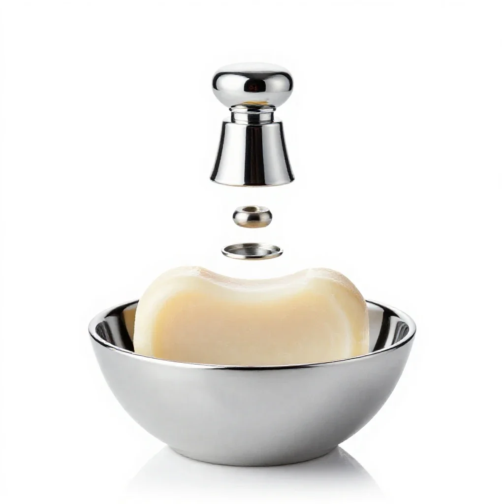Shaving soap in a bowl isolated on a white background